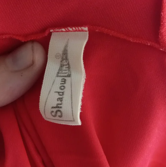Vintage Red Shadowline maxi with ruffled trim and empire waist lace trim - Picture 3 of 6